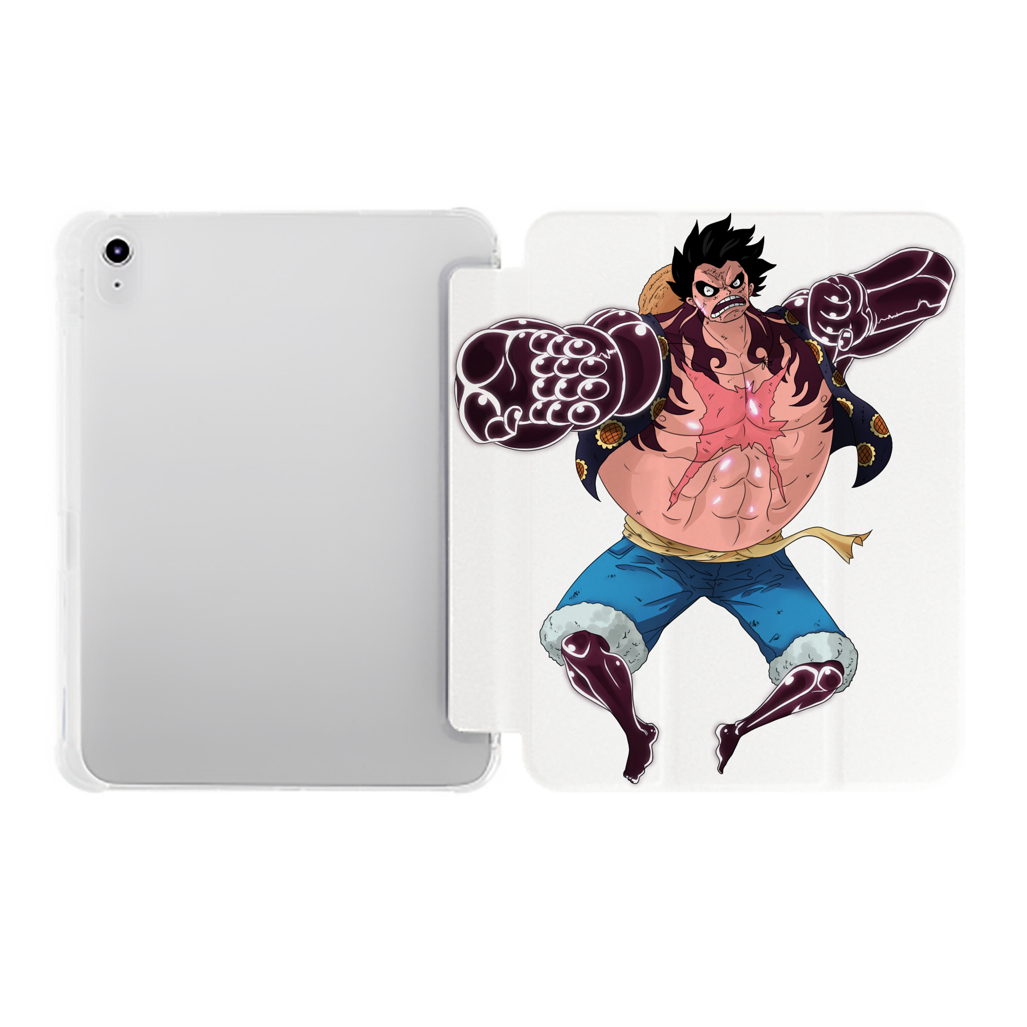 （画像用） ワンピース モンキー・D・ルフィ ONE PIECE Monkey D. Luffy IPad ケース ペン収納付き 三つ折りスタンド PUレザー×シリコン 対応機種9.5/10.5/10.9インチ